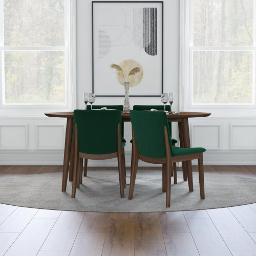 Rixos Walnut Dining set - 4 Virginia Green Velvet Chairs | KM Home Furniture and Mattress Store | TX | Best Furniture stores in Houston