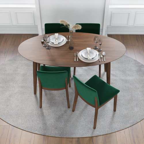 Rixos Walnut Dining set - 4 Virginia Green Velvet Chairs | KM Home Furniture and Mattress Store | TX | Best Furniture stores in Houston