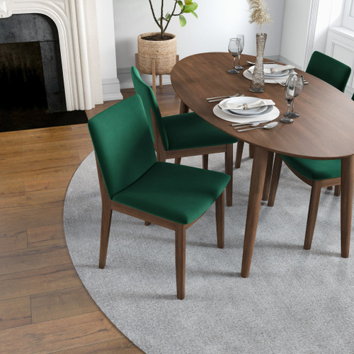 Rixos Walnut Dining set - 4 Virginia Green Velvet Chairs | KM Home Furniture and Mattress Store | TX | Best Furniture stores in Houston