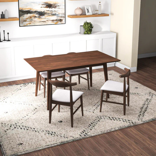 Adira Large Walnut Dining Set - 4 Winston Beige Chairs | KM Home Furniture and Mattress Store | TX | Best Furniture stores in Houston