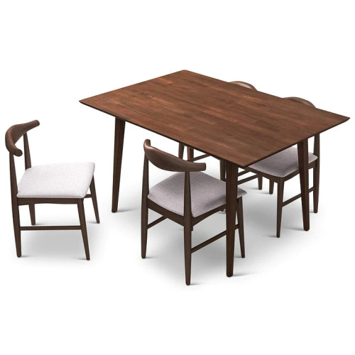 Adira Small Walnut Dining Set - 4 Winston Beige Chairs | KM Home Furniture and Mattress Store | TX | Best Furniture stores in Houston