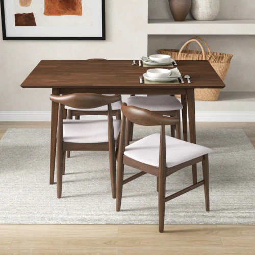 Adira Small Walnut Dining Set - 4 Winston Beige Chairs | KM Home Furniture and Mattress Store | TX | Best Furniture stores in Houston