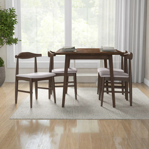 Adira Small Walnut Dining Set - 4 Winston Beige Chairs | KM Home Furniture and Mattress Store | TX | Best Furniture stores in Houston