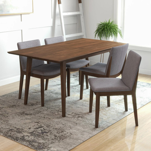 Adira Large Walnut Dining Set - 4 Virginia Gray Chairs | KM Home Furniture and Mattress Store | TX | Best Furniture stores in Houston