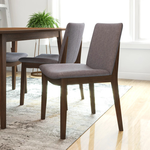Adira Large Walnut Dining Set - 4 Virginia Gray Chairs | KM Home Furniture and Mattress Store | TX | Best Furniture stores in Houston