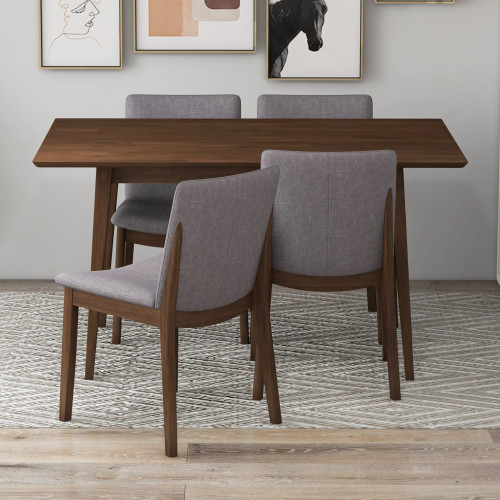 Adira Small Walnut Dining Set - 4 Virginia Gray Chairs | KM Home Furniture and Mattress Store | TX | Best Furniture stores in Houston