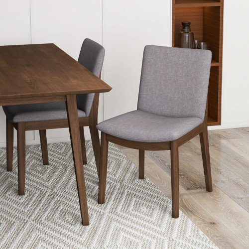 Adira Small Walnut Dining Set - 4 Virginia Gray Chairs | KM Home Furniture and Mattress Store | TX | Best Furniture stores in Houston