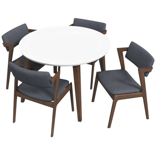 Palmer Dining set with 4 Ricco Dark Gray Dining Chairs (white) | KM Home Furniture and Mattress Store | Houston TX | Best Furniture stores in Houston