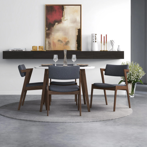 Palmer Dining set with 4 Ricco Dark Gray Dining Chairs (white) | KM Home Furniture and Mattress Store | Houston TX | Best Furniture stores in Houston