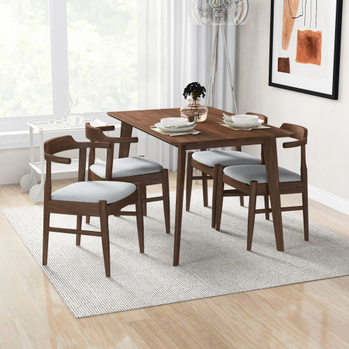 Dining Set, Abbott Small Walnut Table with 4 Zola Gray Chairs | KM Home Furniture and Mattress Store | Houston TX | Best Furniture stores in Houston