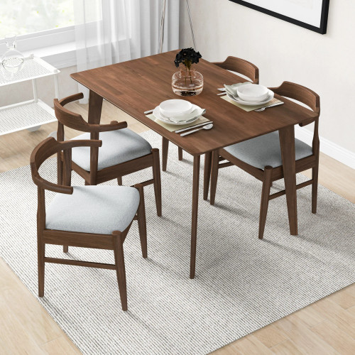 Dining Set, Abbott Small Walnut Table with 4 Zola Gray Chairs | KM Home Furniture and Mattress Store | Houston TX | Best Furniture stores in Houston