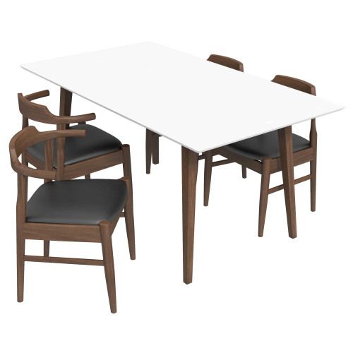 Alpine Large White Dining Set - 4 Zola Black Leather Chairs | KM Home Furniture and Mattress Store | TX | Best Furniture stores in Houston