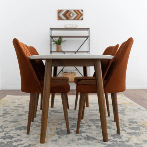 Rixos Dining Set - 4 Evette Orange Dining Chairs | KM Home Furniture and Mattress Store | TX | Best Furniture stores in Houston