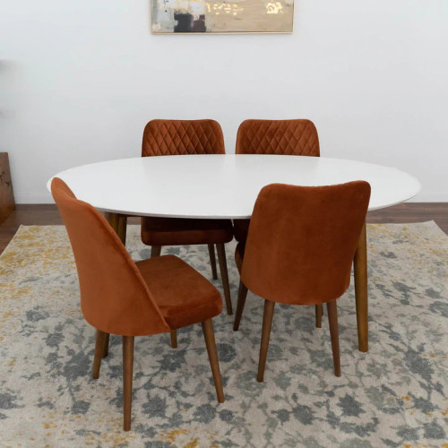 Rixos Dining Set - 4 Evette Orange Dining Chairs | KM Home Furniture and Mattress Store | TX | Best Furniture stores in Houston