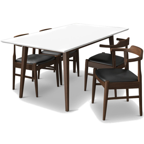 Alpine Large Dining Set - 4 Black Leather Sterling Chairs | KM Home Furniture and Mattress Store | TX | Best Furniture stores in Houston