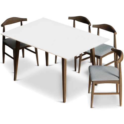 Adira Small White Top Dining Set - 4 Winston Gray Chairs | KM Home Furniture and Mattress Store | TX | Best Furniture stores in Houston