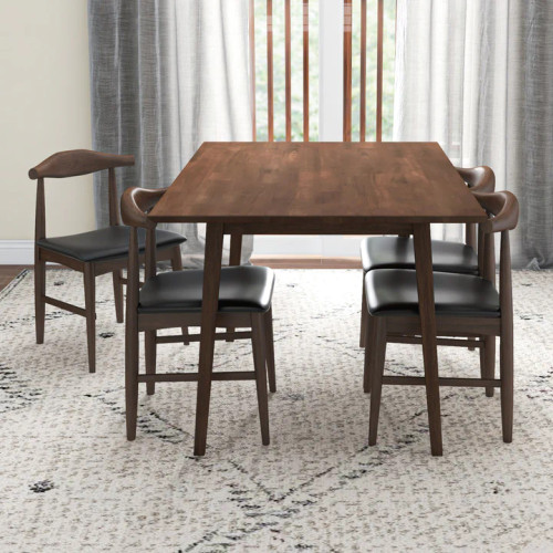 Adira Small Walnut Dining Set - 4 Winston Black Leather Chairs | KM Home Furniture and Mattress Store | TX | Best Furniture stores in Houston