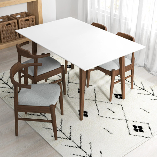 Adira Small White Top Dining Set - 4 Zola Gray Chairs | KM Home Furniture and Mattress Store | TX | Best Furniture stores in Houston