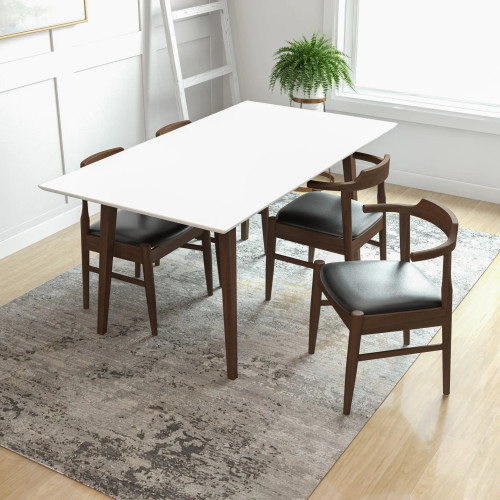 Adira Large White Top Dining Set - 4 Zola Black Leather Chairs | KM Home Furniture and Mattress Store | TX | Best Furniture stores in Houston