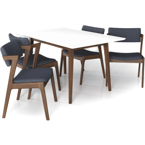 Adira Small White Top Dining Set - 4 Ricco Dark Gray Chairs | KM Home Furniture and Mattress Store | TX | Best Furniture stores in Houston