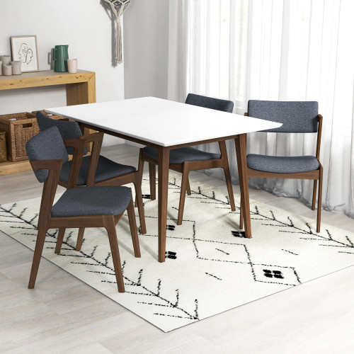 Adira Small White Top Dining Set - 4 Ricco Dark Gray Chairs | KM Home Furniture and Mattress Store | TX | Best Furniture stores in Houston