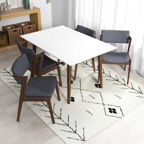 Adira Small White Top Dining Set - 4 Ricco Dark Gray Chairs | KM Home Furniture and Mattress Store | TX | Best Furniture stores in Houston