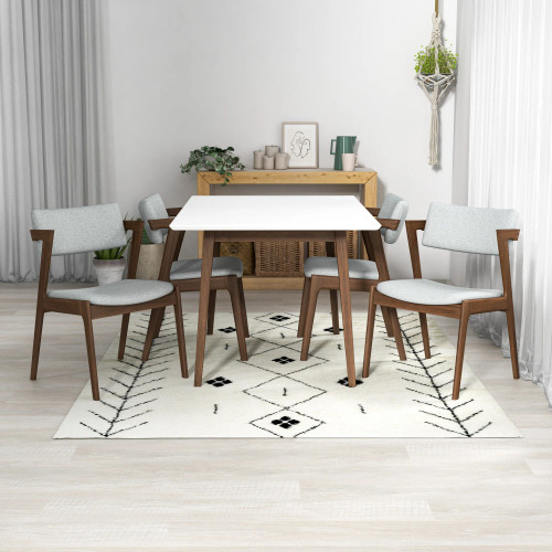 Adira Small White Top Dining Set - 4 Ricco Light Gray Chairs | KM Home Furniture and Mattress Store | TX | Best Furniture stores in Houston
