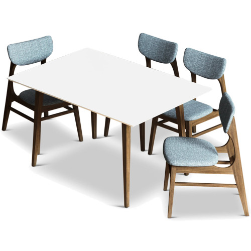 Adira Small White Top Dining Set - 4 Collins Gray Chairs | KM Home Furniture and Mattress Store | TX | Best Furniture stores in Houston