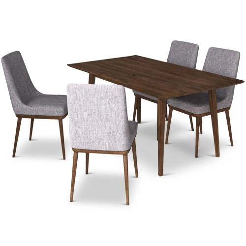 Adira Large Walnut Dining Set - 4 Brighton Gray Chairs | KM Home Furniture and Mattress Store | TX | Best Furniture stores in Houston