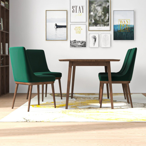 Adira Large Dining Set - 4 Brighton Green Velvet Chairs | KM Home Furniture and Mattress Store | TX | Best Furniture stores in Houston