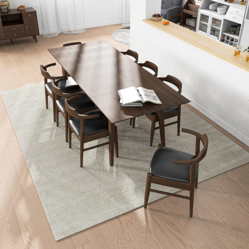 Adira XL Walnut Dining Set- 8 Zola Black Leather Chairs | KM Home Furniture and Mattress Store | TX | Best Furniture stores in Houston