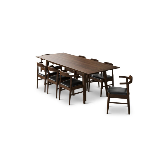 Adira XL Walnut Dining Set - 6 Zola Black Leather Chairs | KM Home Furniture and Mattress Store | TX | Best Furniture stores in Houston