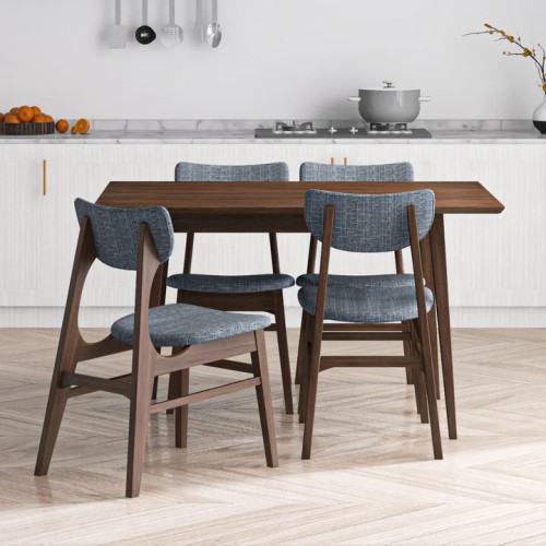 Adira Small Walnut Dining Set - 4 Collins Light Grey Chairs | KM Home Furniture and Mattress Store | TX | Best Furniture stores in Houston