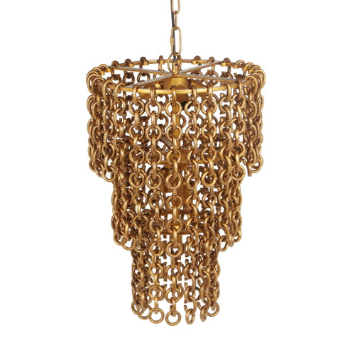 Nirsa - Brass Chain Link 3-Tier Chandelier - Gold