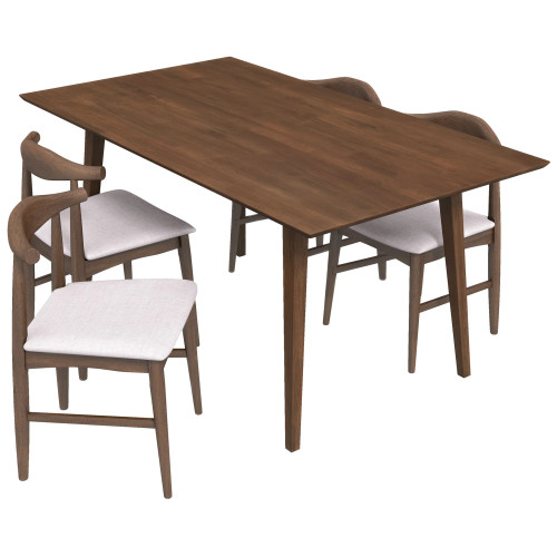 Alpine Large Walnut Dining Set - 4 Winston Beige Chairs | KM Home Furniture and Mattress Store | TX | Best Furniture stores in Houston