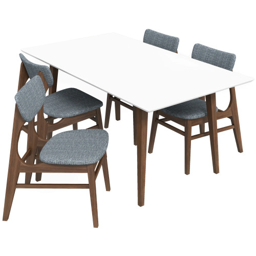 Alpine Large White Top Dining Set - 4 Collins Dining Chairs | KM Home Furniture and Mattress Store | TX | Best Furniture stores in Houston