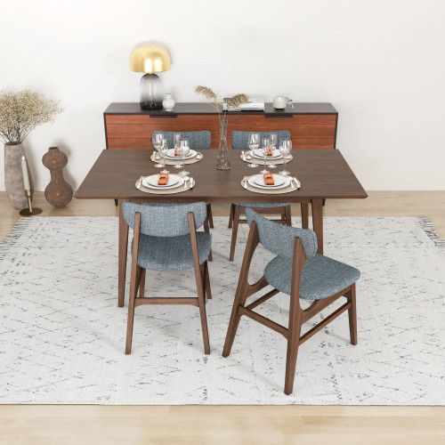 Alpine Large Dining Set with 4 Collins Dining Chairs (Walnut) | KM Home Furniture and Mattress Store | Houston TX | Best Furniture stores in Houston