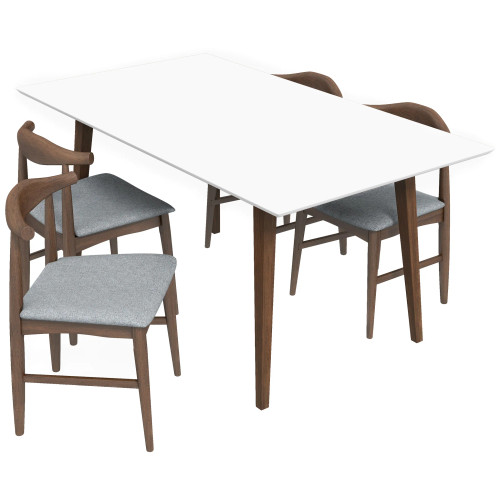 Alpine Large White Dining Set - 4 Winston Gray Chairs | KM Home Furniture and Mattress Store | TX | Best Furniture stores in Houston