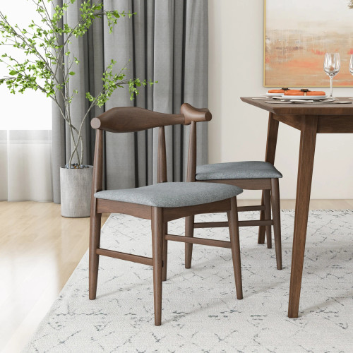 Alpine Large Walnut Dining Set - 4 Winston Gray Chairs | KM Home Furniture and Mattress Store | TX | Best Furniture stores in Houston