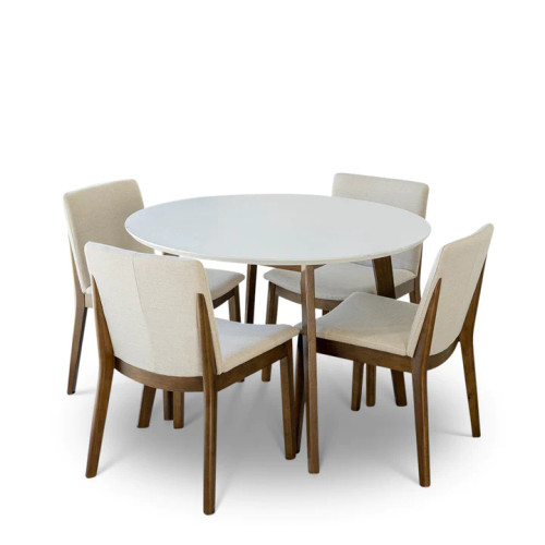 Aliana Dining set with 4 Virginia Beige Chairs (White) | KM Home Furniture and Mattress Store | Houston TX | Best Furniture stores in Houston