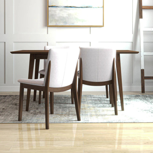 Adira Large Walnut Dining Set - 4 Virginia Beige Chairs | TX | Best Furniture stores in Houston