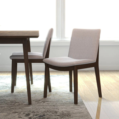 Adira Large Walnut Dining Set - 4 Virginia Beige Chairs | TX | Best Furniture stores in Houston