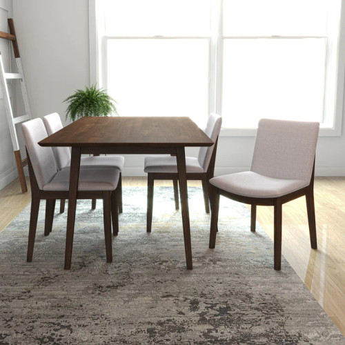 Adira Large Walnut Dining Set - 4 Virginia Beige Chairs | TX | Best Furniture stores in Houston