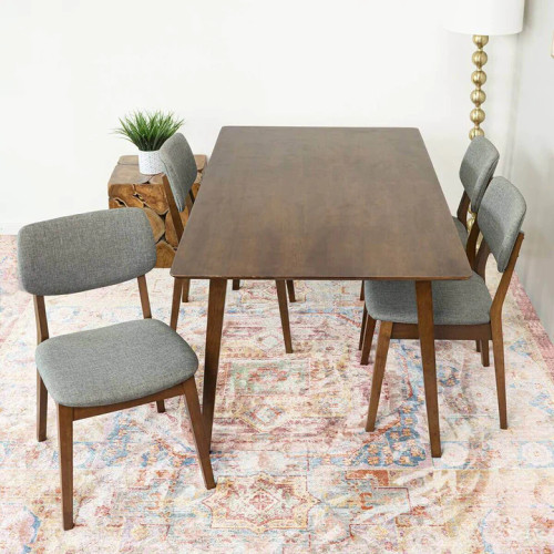 Alpine Large Dining Set - 4 Abott Dining Chairs(Walnut) | KM Home Furniture and Mattress Store | TX | Best Furniture stores in Houston