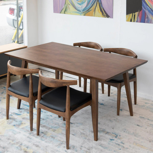 Adira (Large Walnut) Dining Set with 4 Juliet (Black Leather) Dining Chairs | KM Home Furniture and Mattress Store | Houston TX | Best Furniture stores in Houston