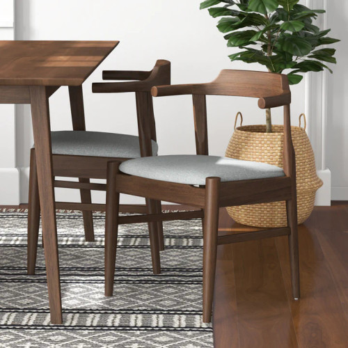 Alpine (Large - Walnut) Dining Set with 4 Sterling (Gray) Dining Chairs | KM Home Furniture and Mattress Store | Houston TX | Best Furniture stores in Houston