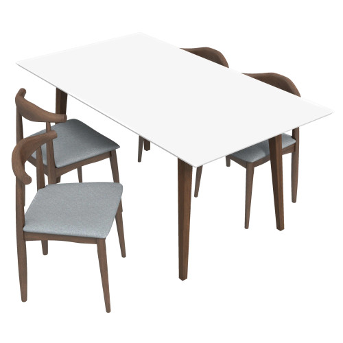 Large Adira Dining set with 4 Juliet Fabric Dining Chairs (White) | KM Home Furniture and Mattress Store | Houston TX | Best Furniture stores in Houston