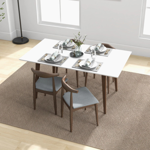 Large Adira Dining set with 4 Juliet Fabric Dining Chairs (White) | KM Home Furniture and Mattress Store | Houston TX | Best Furniture stores in Houston