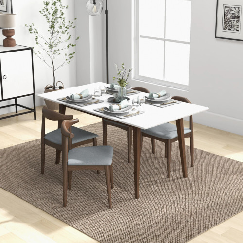 Large Adira Dining set with 4 Juliet Fabric Dining Chairs (White) | KM Home Furniture and Mattress Store | Houston TX | Best Furniture stores in Houston