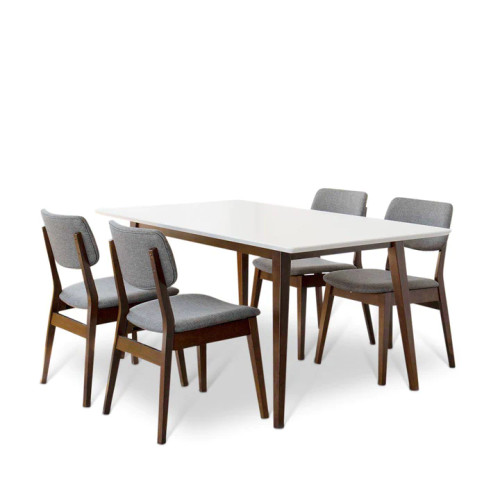 Alpine (Small - White) Dining Set with 4 Abbott Dining Chairs | KM Home Furniture and Mattress Store | Houston TX | Best Furniture stores in Houston